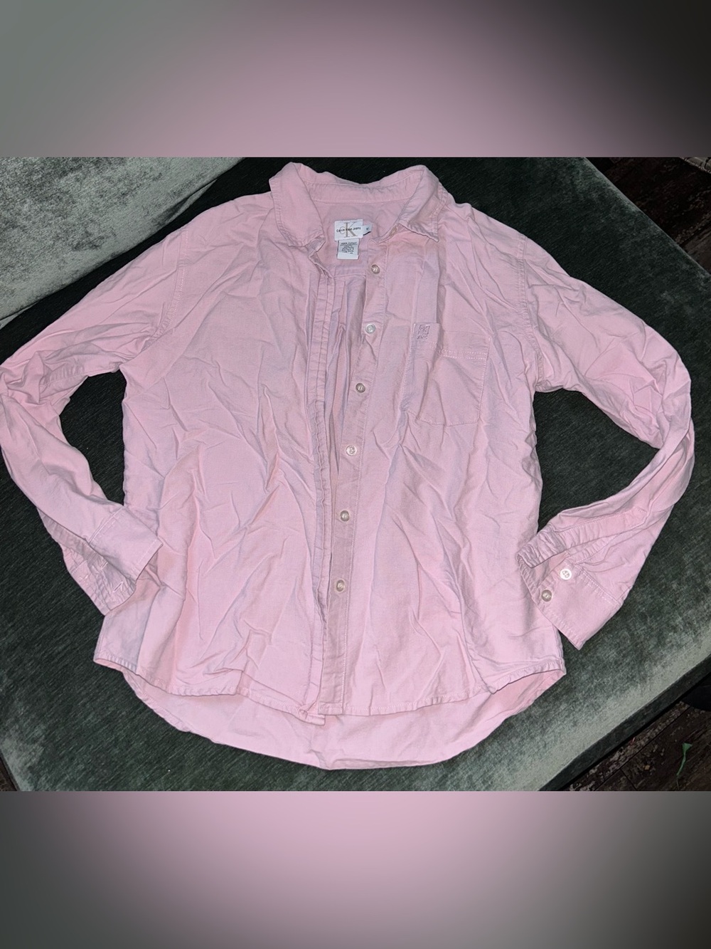 Vintage Calvin Klein Light Pink Button-Down Women's Shirt
